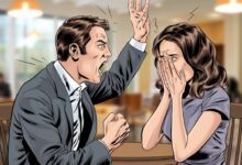 mulher e marido brigando