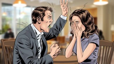 mulher e marido brigando