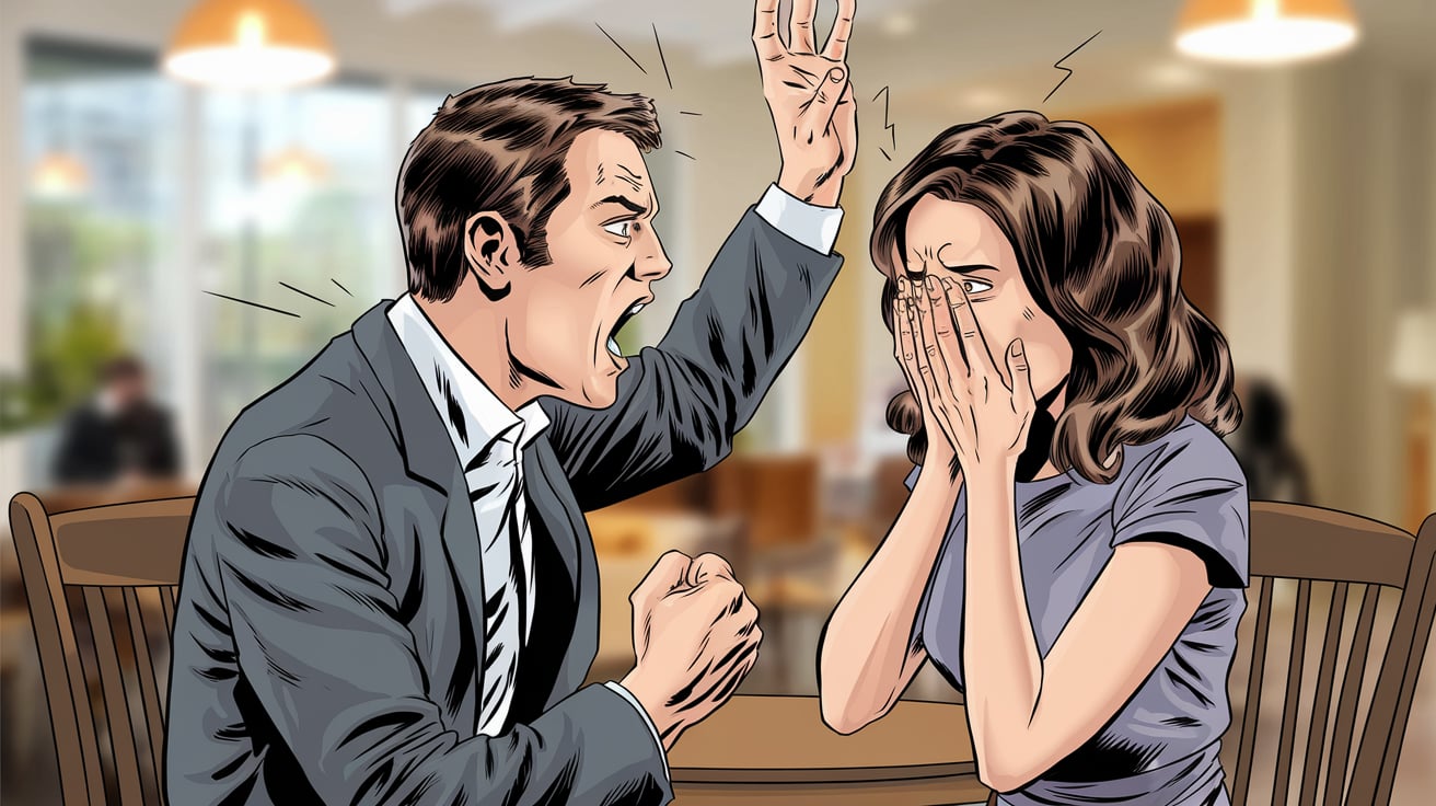 mulher e marido brigando