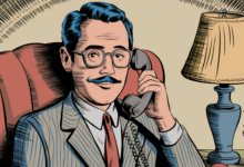 a comic illustration of a man with a mus ib8rTfOSQXmwT7 SWIYnPw L 3Ken34TLSXUYNya W6Ew