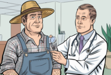 a comic illustration of a farmer with a 55mi0CpDT9ecujglpeltnQ Z1KhTSXJRd2cM94ZmeM2Jg