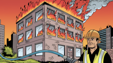 a comic illustration of a four story bui jCWSZfYQRmKxwf2JxKnJOw mRCiM5X RqeictjKOssilQ