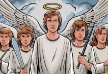 a comic illustration of a group of angel o58jIMqzSbuiFYsInz4zzQ wp1 zT3LTDCs JlNvDkpOg