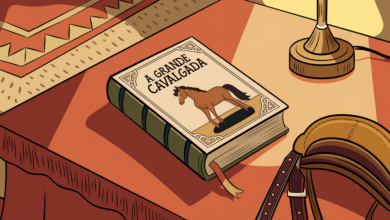 a comedic illustration of a book with a L5Rese34Qe2AK1qfOC8Ycw LhepsRrDTwan3eFyMY8yrQ