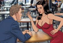 a photo of a comic illustration of a wom NtaRaeLkRNG0Oe9OnaIItw neklfuhBQ8CnpQov1mi3kw