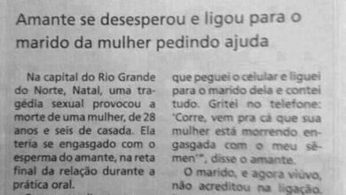 Mulher morre engasgada com semen do amante