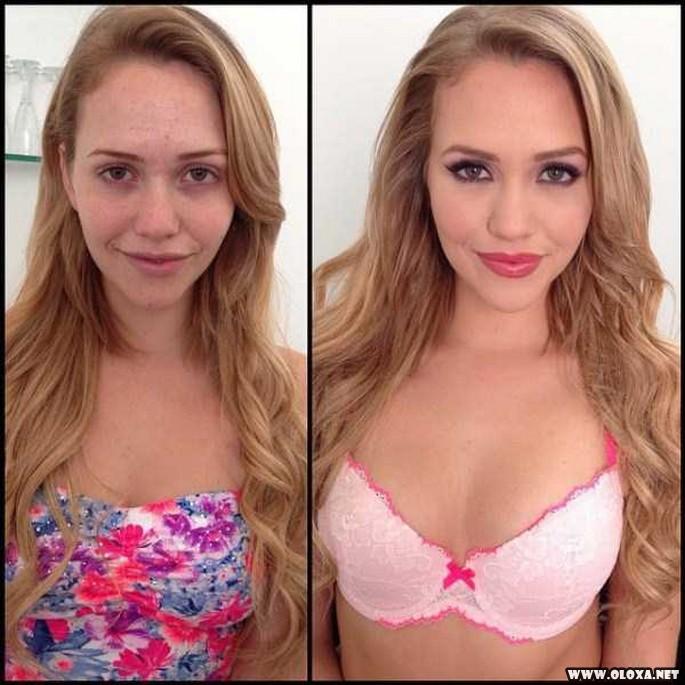 Antes e depois da maquiagens de modelos da Playboy 2