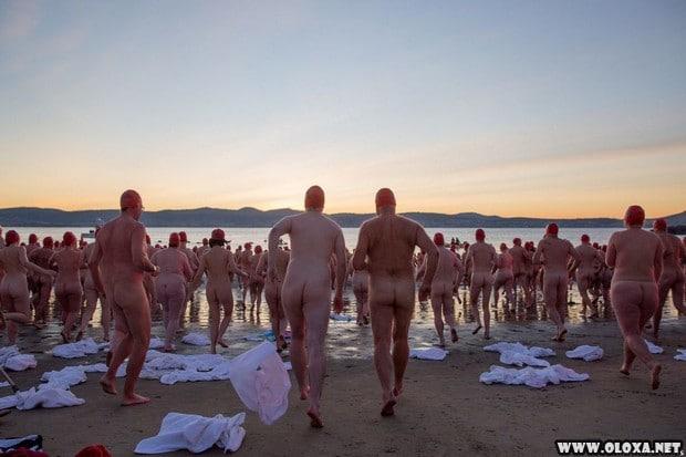 Centenas de australianos mergulham nus para celebrar o inverno 3