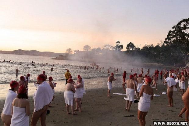 Centenas de australianos mergulham nus para celebrar o inverno 6