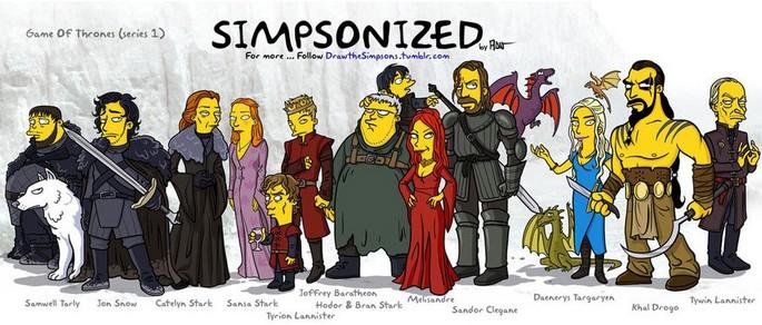 Personagens de Game Of Thrones estilo Os Simpsons