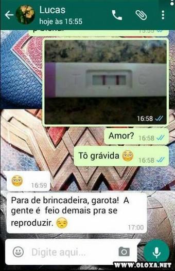 Trollando os homens com falsa gravidez pelo WhatsApp
