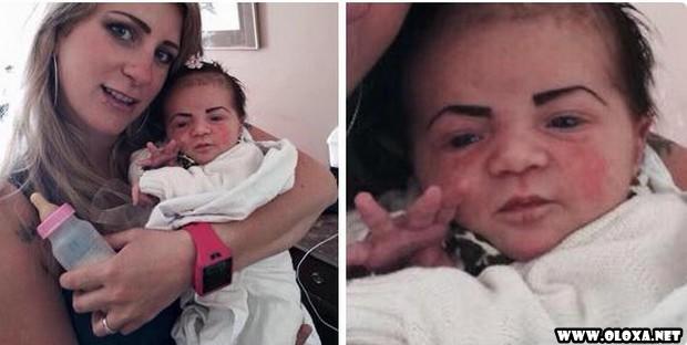 Bebê com sobrancelha arqueada e cara de quem vai cobrar aluguel da creche